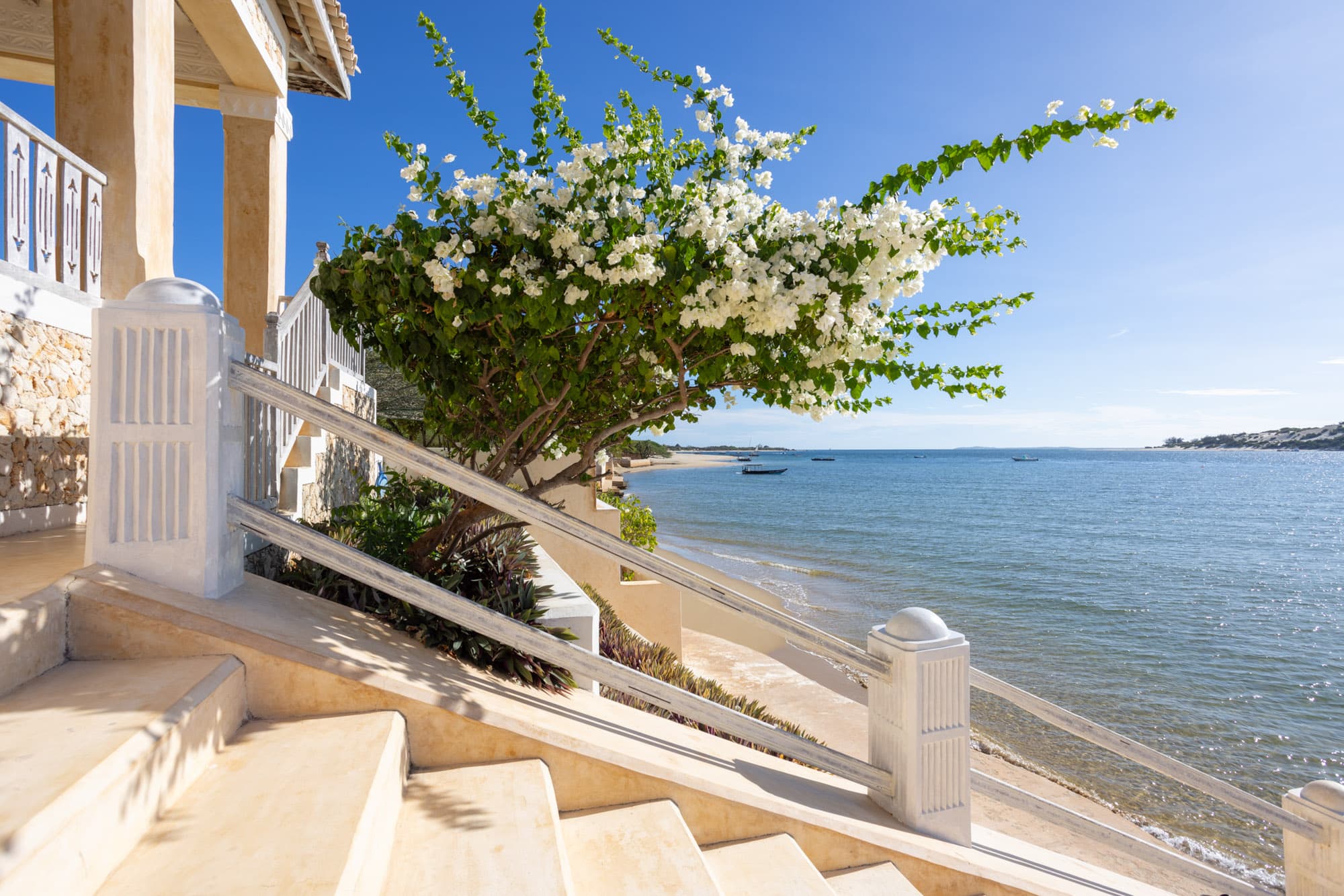 Swing daybed on an ocean-view terrace